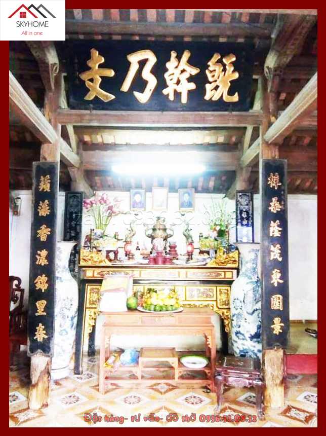 Hoành phi gỗ phòng thờ chữ Kí cán nãi chi